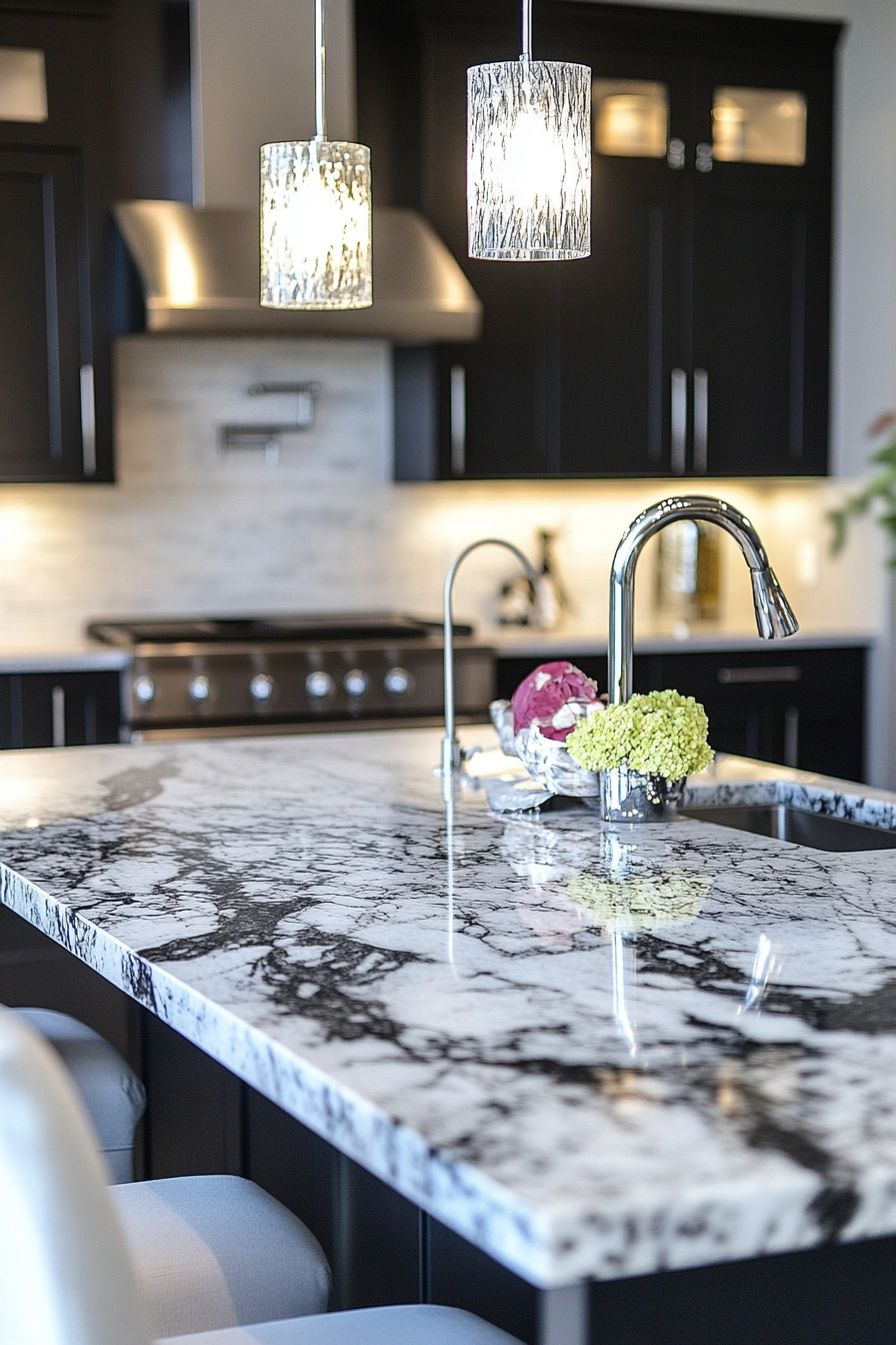 13. Chic Contemporary Contrast (Granite Countertops Kitchen Ideas) - Granite Countertops Kitchen Ideas