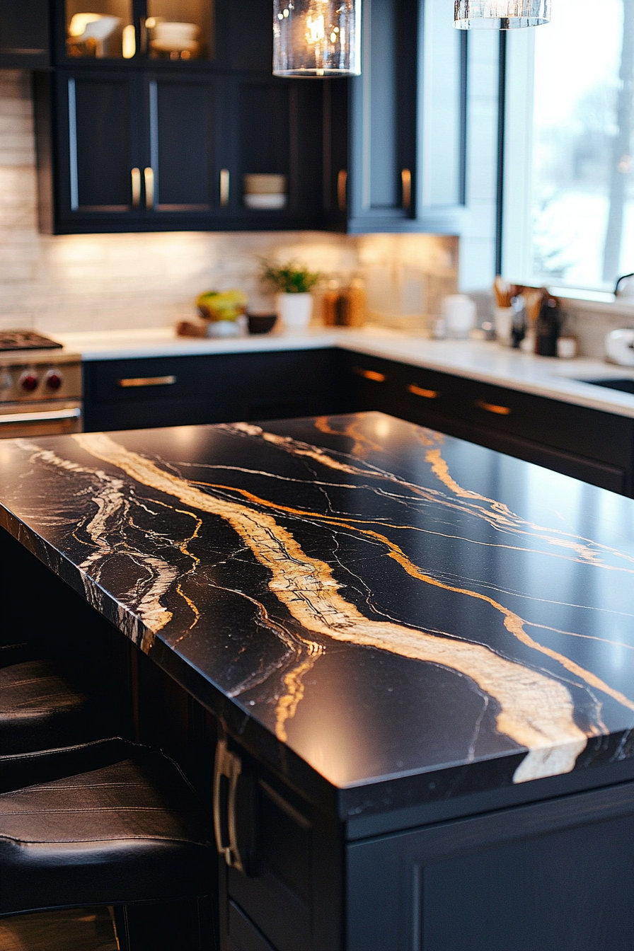 18. High-Contrast Beauty (Granite Countertops Kitchen Ideas) - Granite Countertops Kitchen Ideas