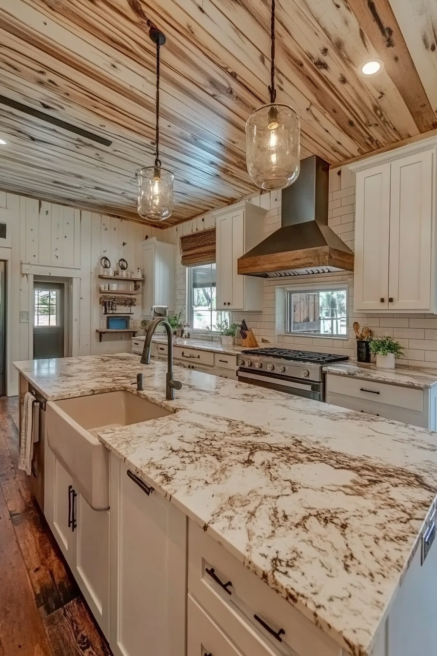 25. Polished Modern Farmhouse (Granite Countertops Kitchen Ideas) - Granite Countertops Kitchen Ideas