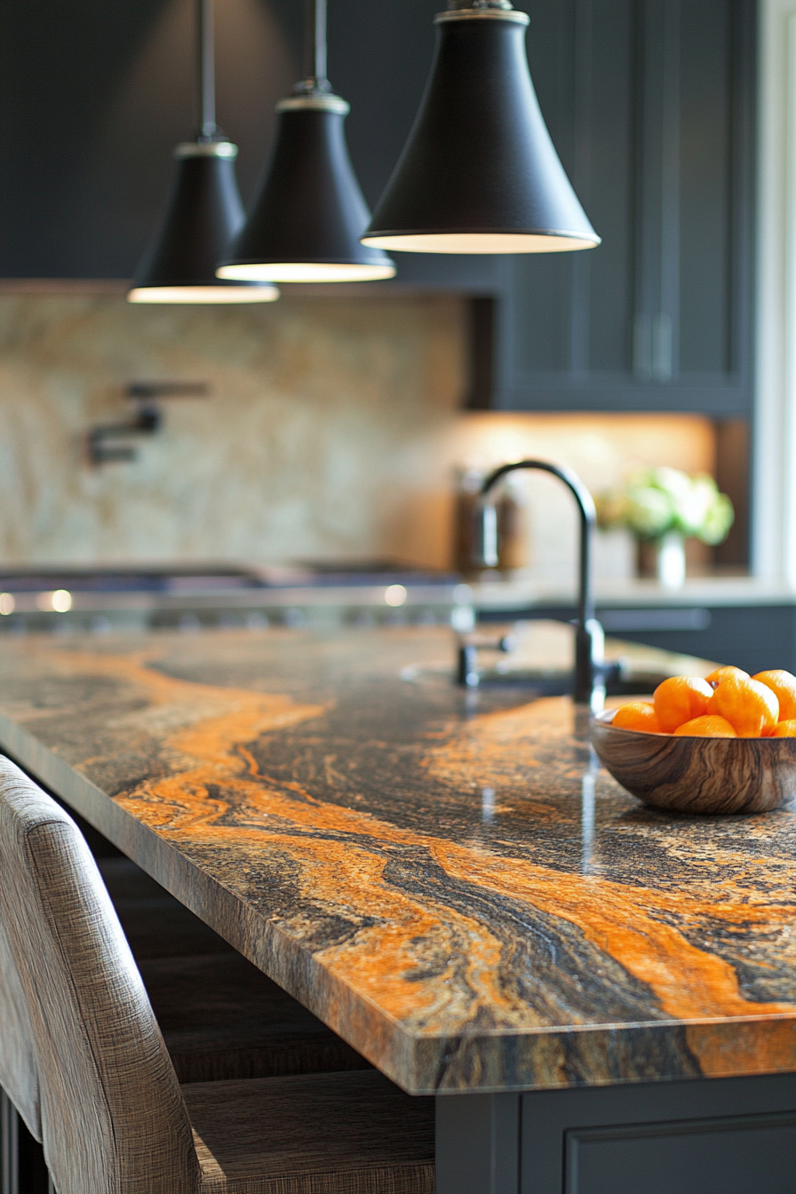 27. Whimsical Artistic Flow (Granite Countertops Kitchen Ideas) - Granite Countertops Kitchen Ideas