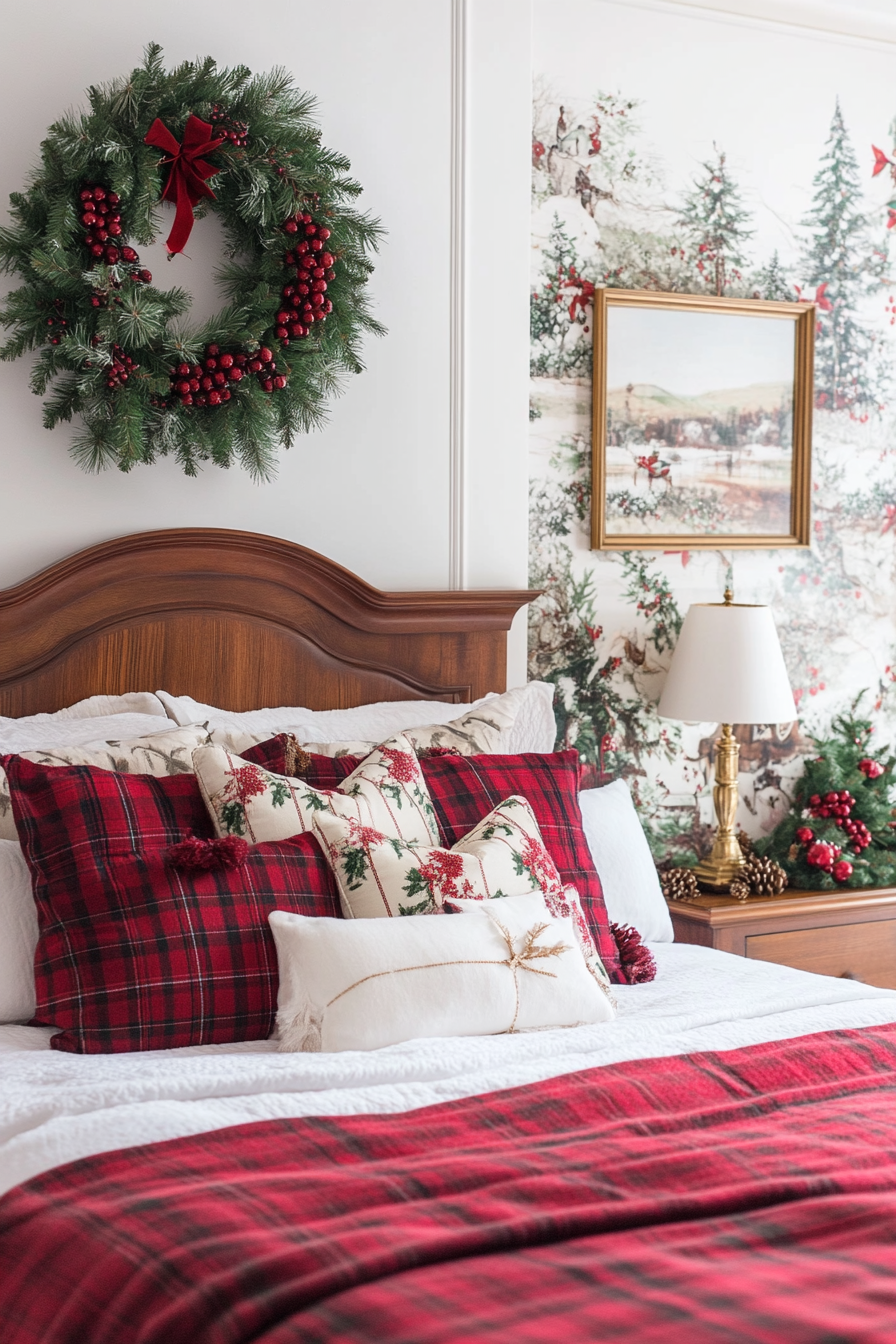 1. Classic Red & Green Christmas Haven (Christmas Bedroom Ideas) - Christmas Bedroom Ideas