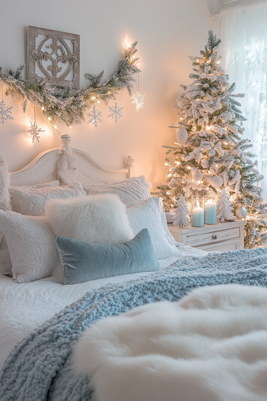 2. Winter Wonderland Retreat (Christmas Bedroom Ideas) - Christmas Bedroom Ideas