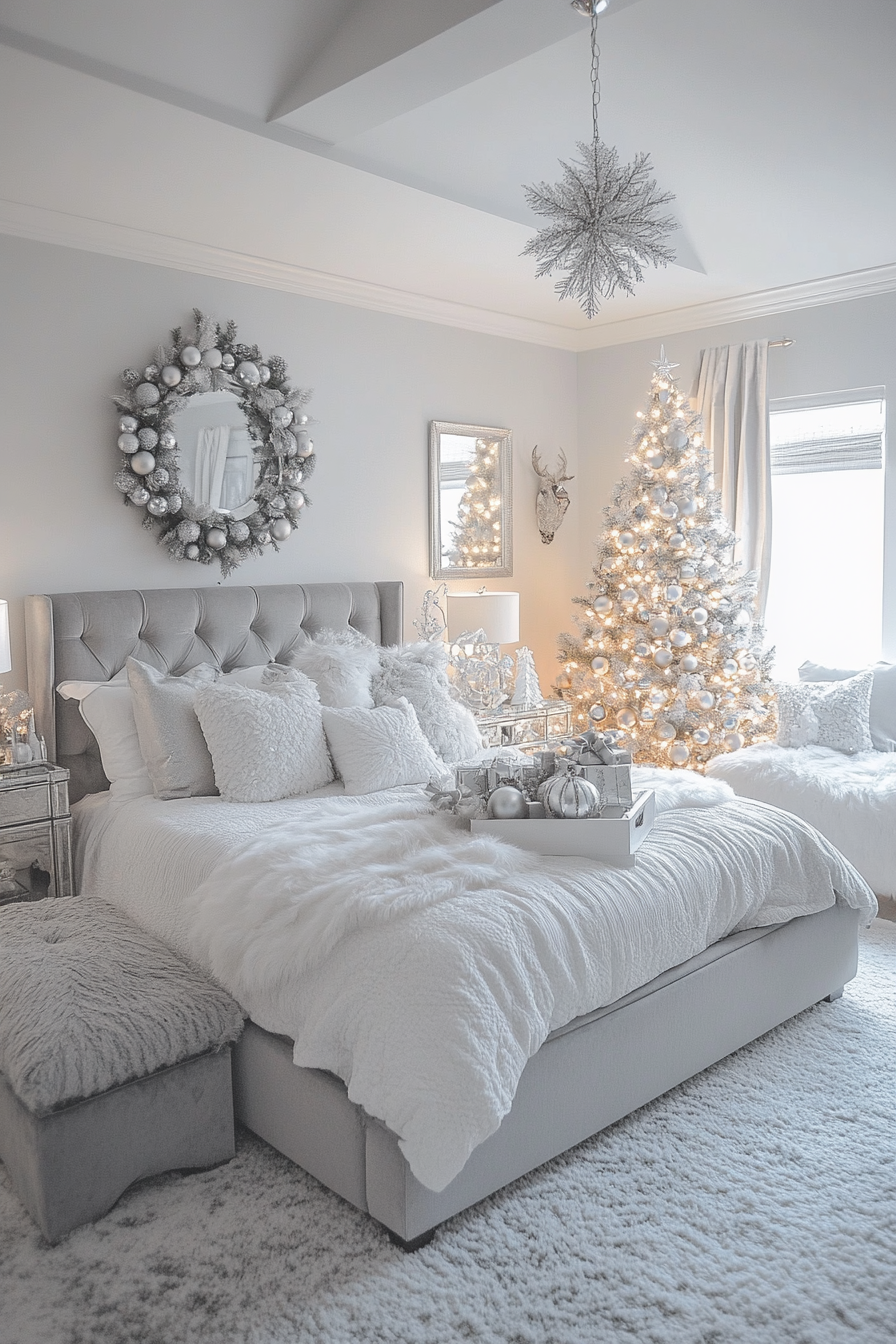 6. Silver Bells Glamour (Christmas Bedroom Ideas) - Christmas Bedroom Ideas