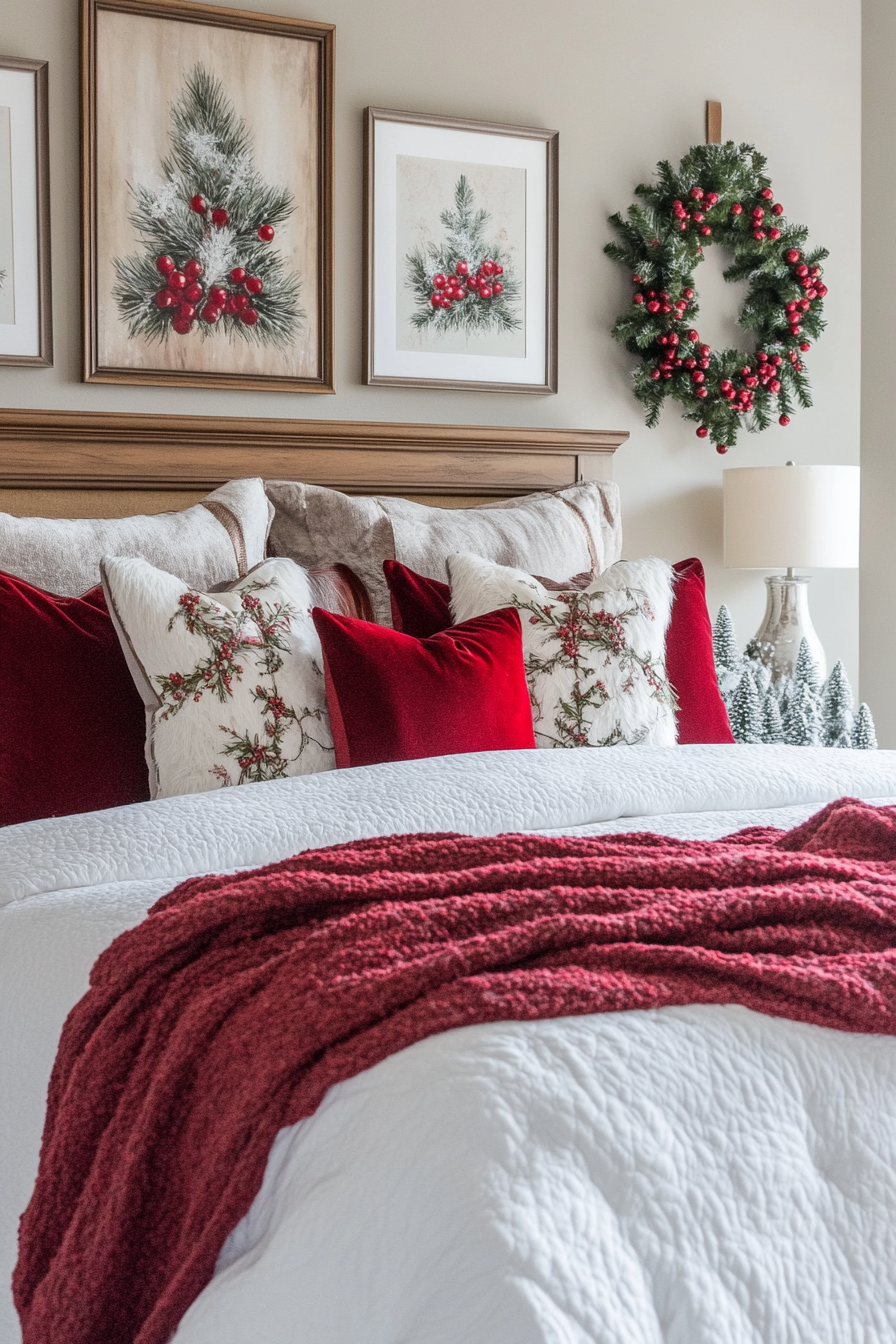 8. Frosted Berry Bliss (Christmas Bedroom Ideas) - Christmas Bedroom Ideas