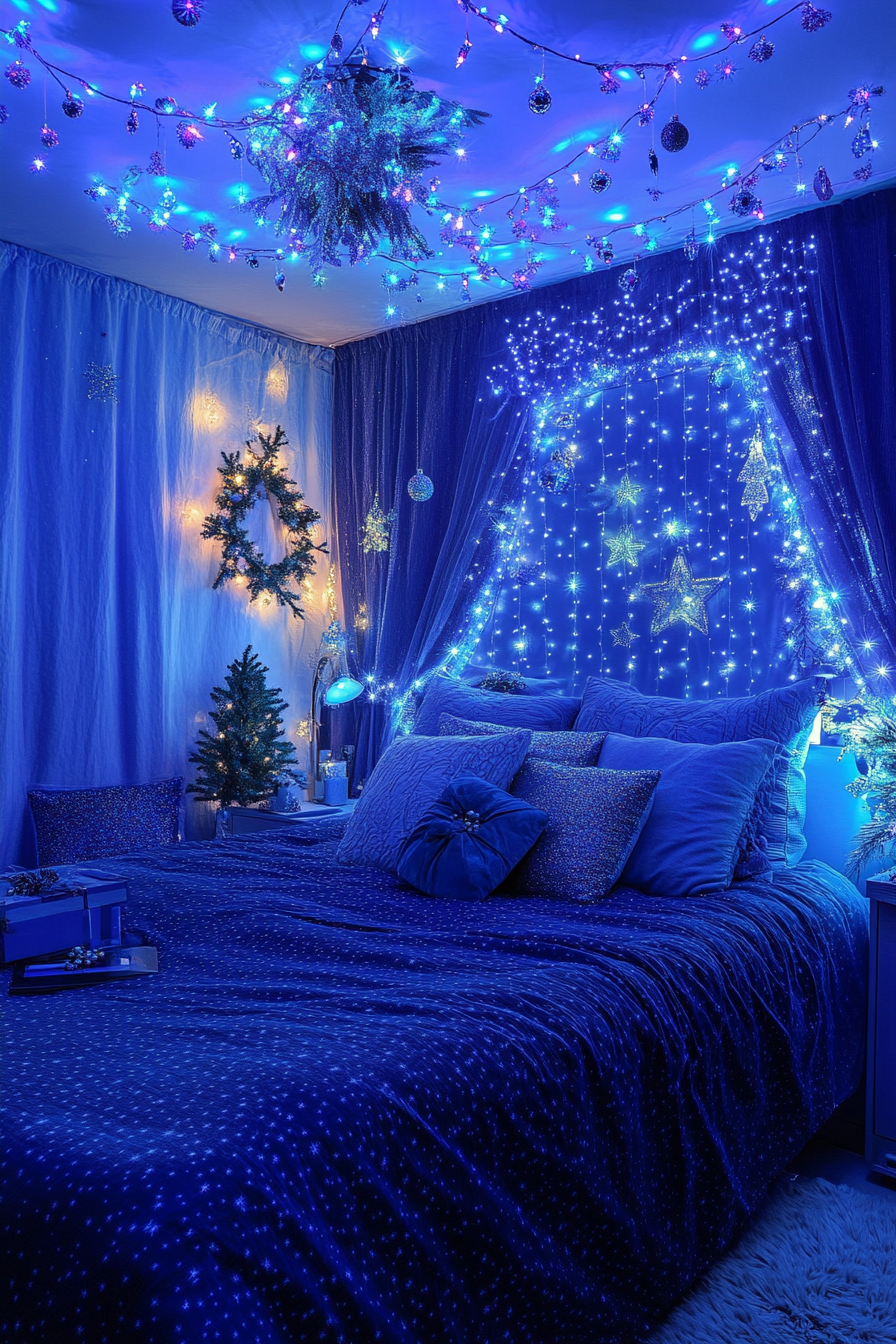 11. Starry Night Holiday Escape (Christmas Bedroom Ideas) - Christmas Bedroom Ideas