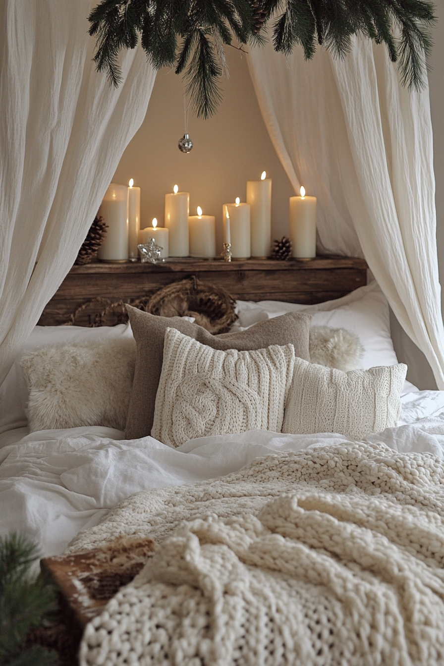13. Cozy Candlelit Sanctuary (Christmas Bedroom Ideas) - Christmas Bedroom Ideas