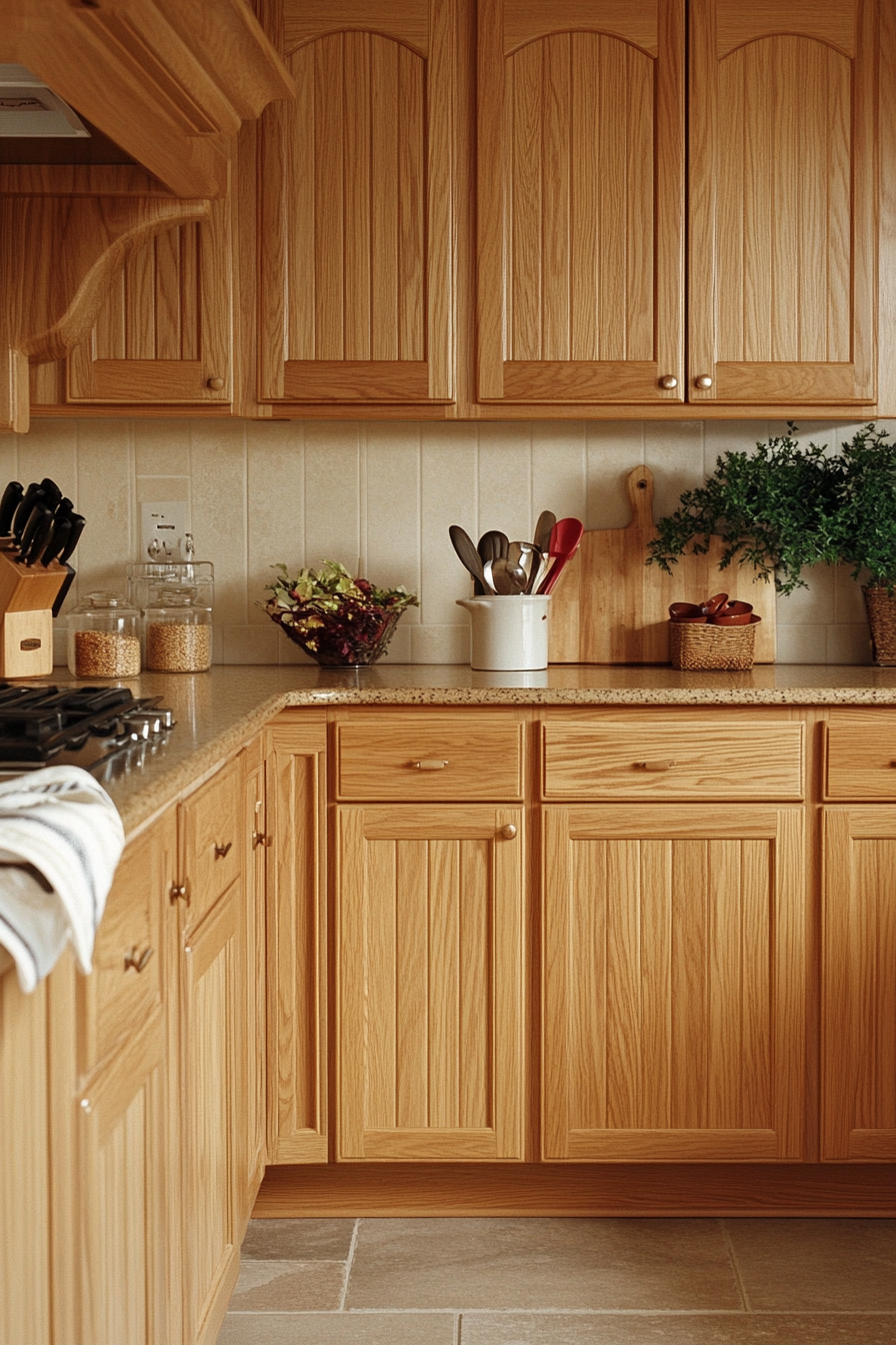 16. Textured Accents (Oak Cabinets Kitchen Ideas) - Oak Cabinets Kitchen Ideas