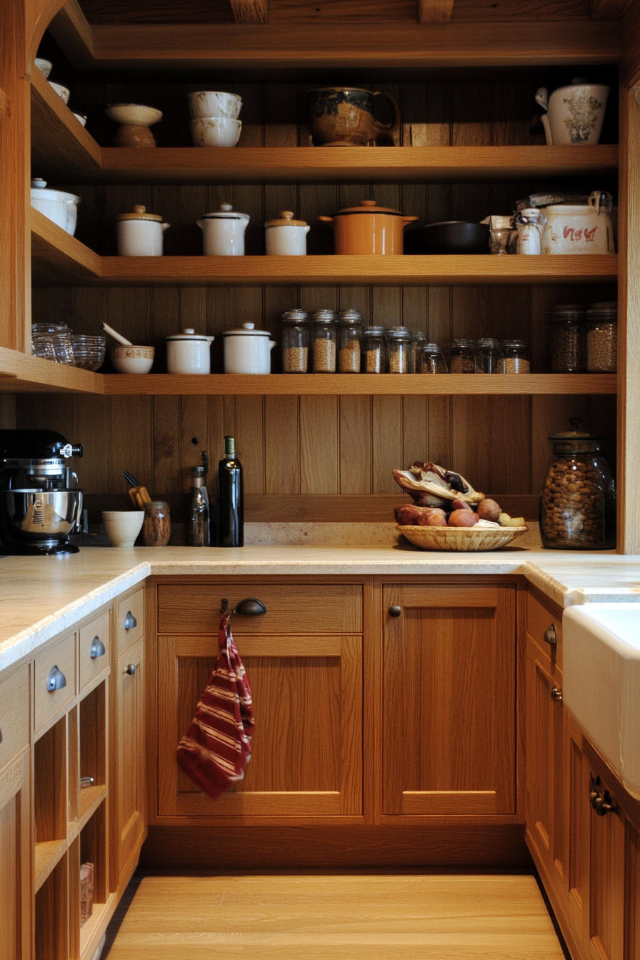 17. Open Shelving Mix (Oak Cabinets Kitchen Ideas) - Oak Cabinets Kitchen Ideas