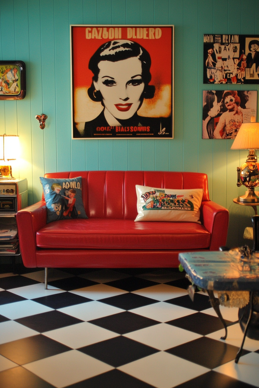 12. Retro 1950s Diner-Inspired (Vintage Living Room Ideas) - Vintage Living Room Ideas