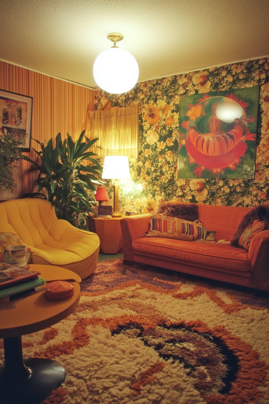 20. Retro 1970s Groovy Lounge (Vintage Living Room Ideas) - Vintage Living Room Ideas