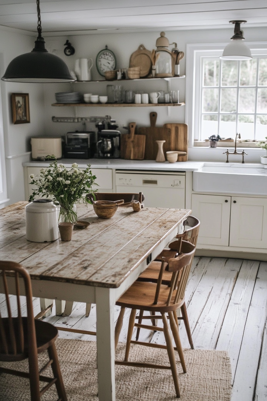 15. Farmhouse Table Island (Farmhouse Kitchen Ideas) - Farmhouse Kitchen Ideas
