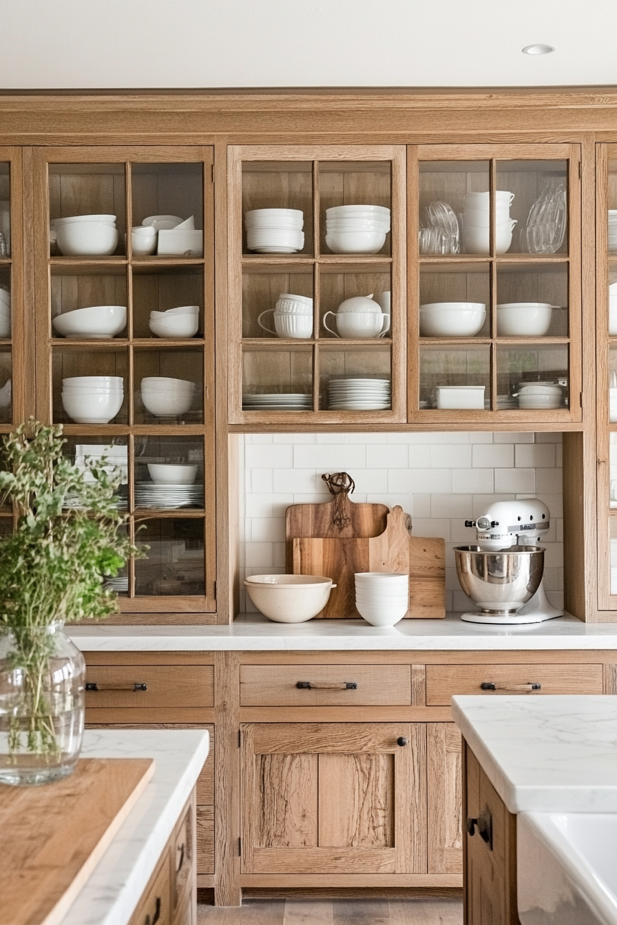 17. Glass Front Cabinets (Farmhouse Kitchen Ideas) - Farmhouse Kitchen Ideas