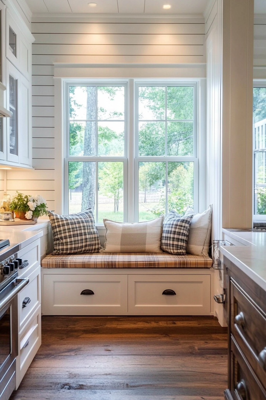 25. Window Seat Nook (Farmhouse Kitchen Ideas) - Farmhouse Kitchen Ideas