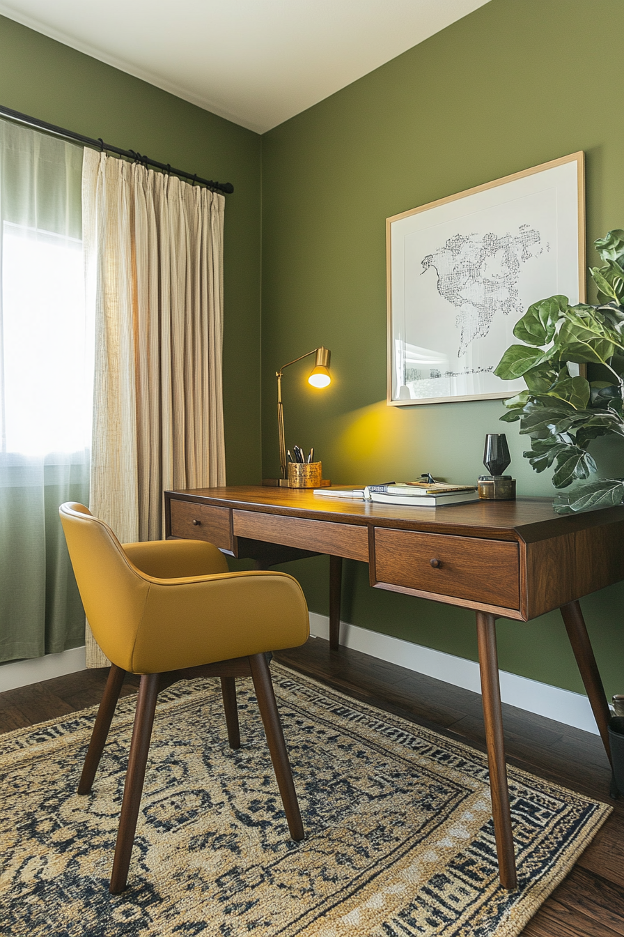 4. Mid-Century Modern Retreat (Simple Home Office Ideas) - Simple Home Office Ideas