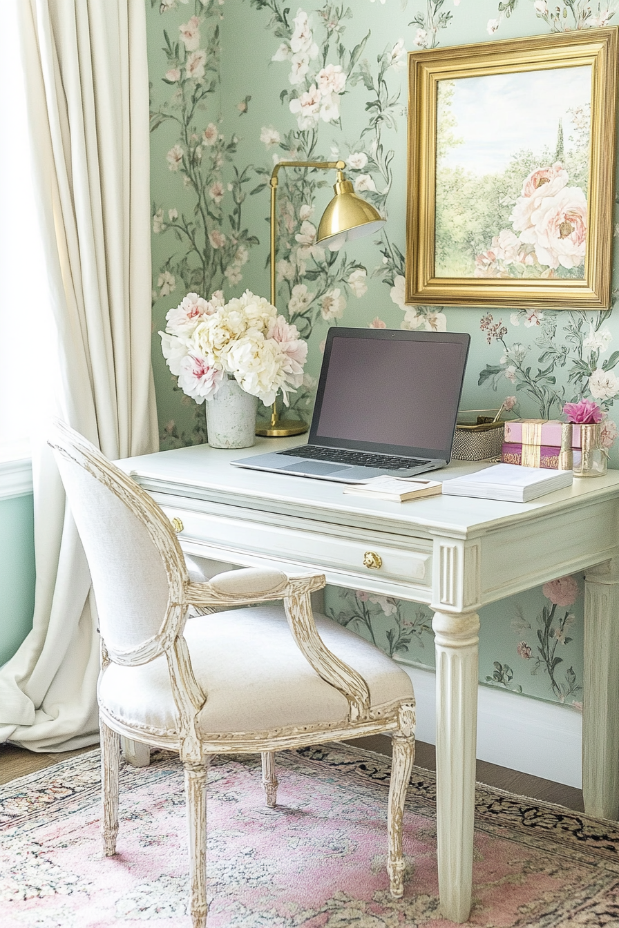 10. French Country Elegance (Simple Home Office Ideas) - Simple Home Office Ideas