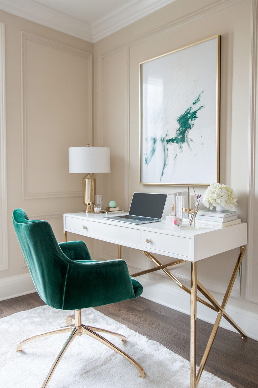 13. Modern Glamour (Simple Home Office Ideas) - Simple Home Office Ideas
