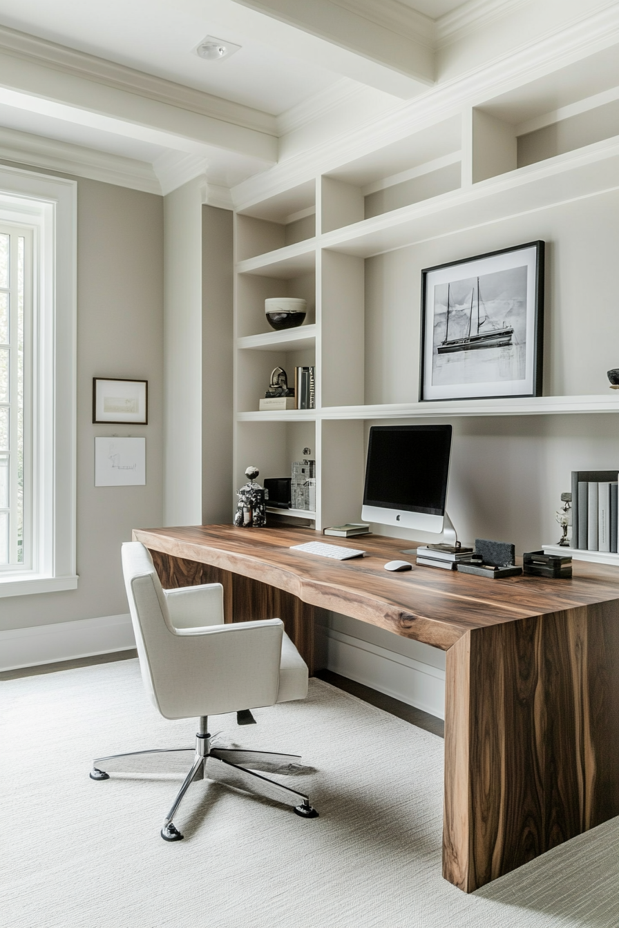 20. Contemporary Neutral Haven (Simple Home Office Ideas) - Simple Home Office Ideas