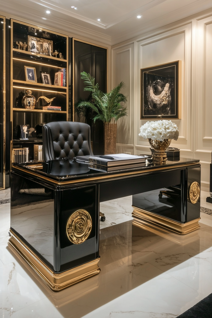 22. Hollywood Regency Office (Simple Home Office Ideas) - Simple Home Office Ideas