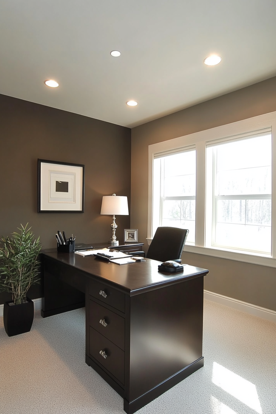 26. Sleek Executive Office (Simple Home Office Ideas) - Simple Home Office Ideas
