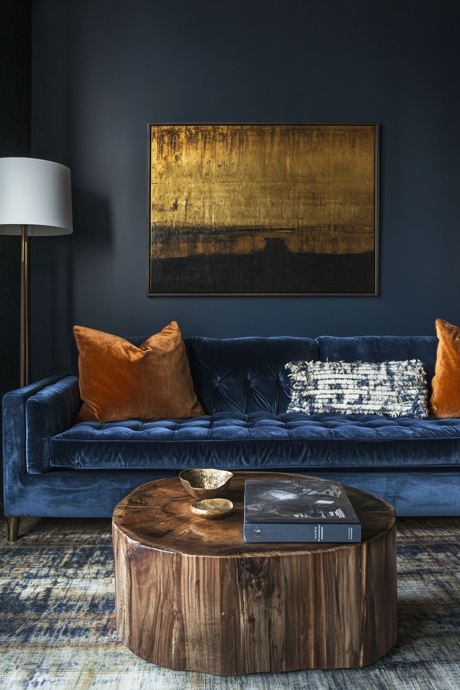 15. Midnight Blue & Gold Luxe (Warm And Cozy Living Room Ideas) - Warm And Cozy Living Room Ideas