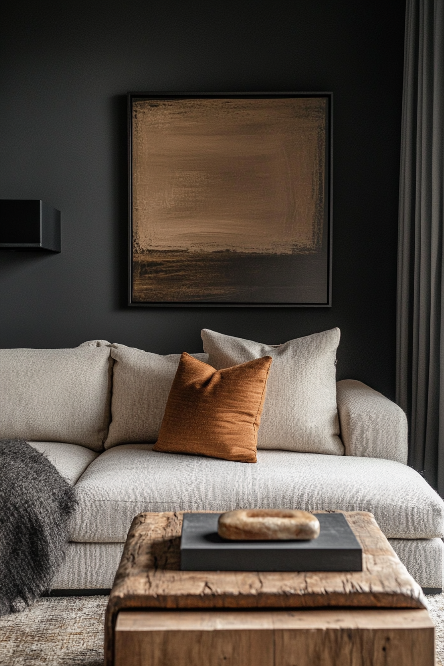 18. Moody Charcoal Warmth (Warm And Cozy Living Room Ideas) - Warm And Cozy Living Room Ideas