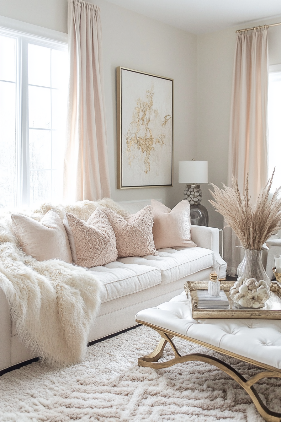 22. Soft Blush & Ivory Escape (Warm And Cozy Living Room Ideas) - Warm And Cozy Living Room Ideas