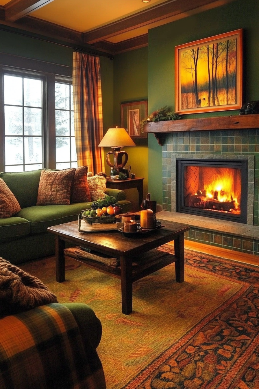 27. Autumn Forest Refuge (Warm And Cozy Living Room Ideas) - Warm And Cozy Living Room Ideas