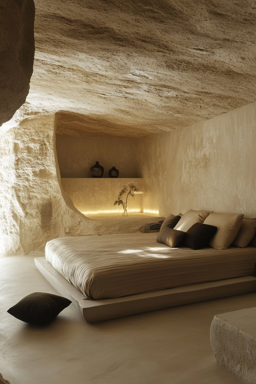 1. Modern Sandstone Retreat (Tan Bedroom Ideas) - Tan Bedroom Ideas