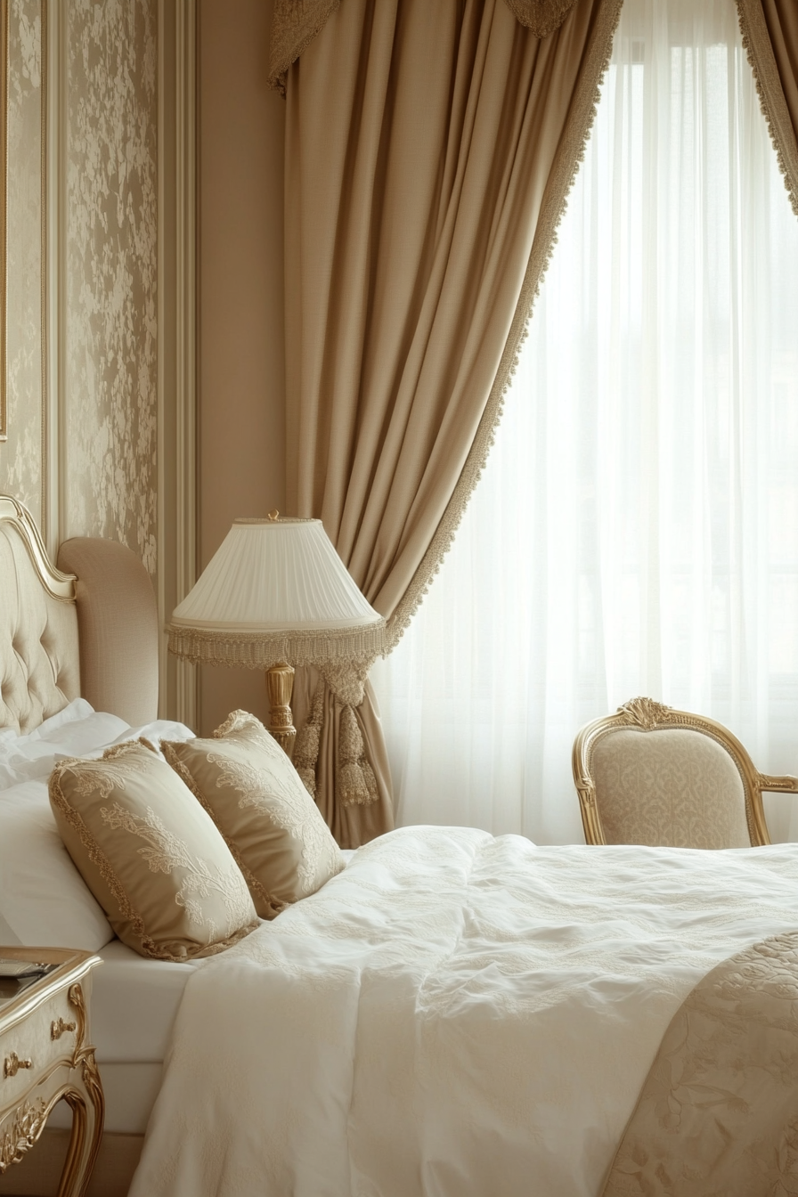 7. Elegant Champagne Glow (Tan Bedroom Ideas) - Tan Bedroom Ideas