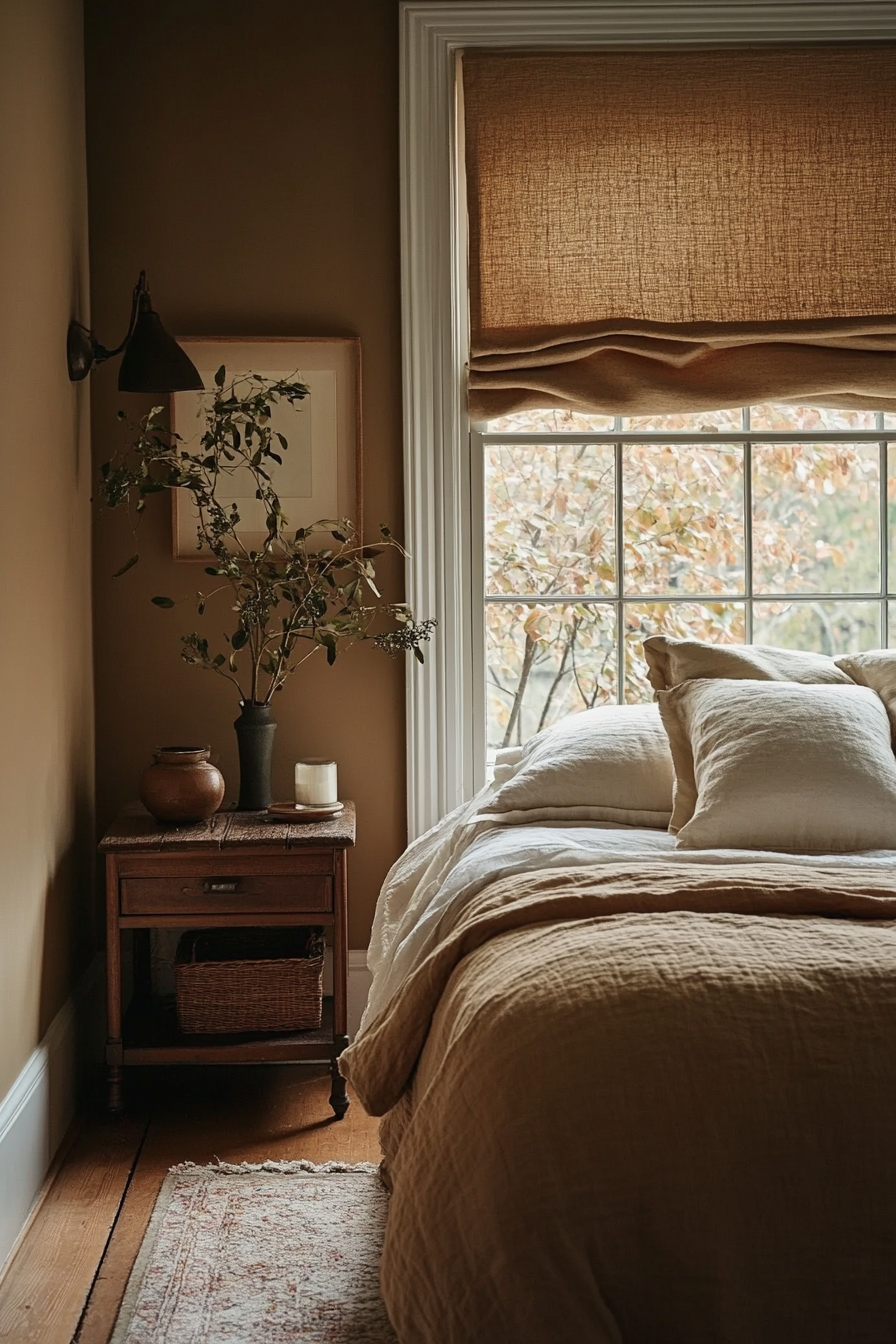 25. Muted Hazelnut Retreat (Tan Bedroom Ideas) - Tan Bedroom Ideas