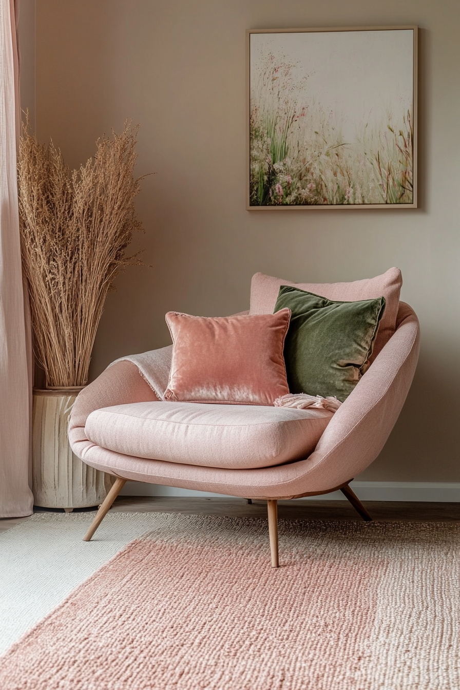 4. Blush & Sage Tranquility (Pink Living Room Ideas) - Pink Living Room Ideas