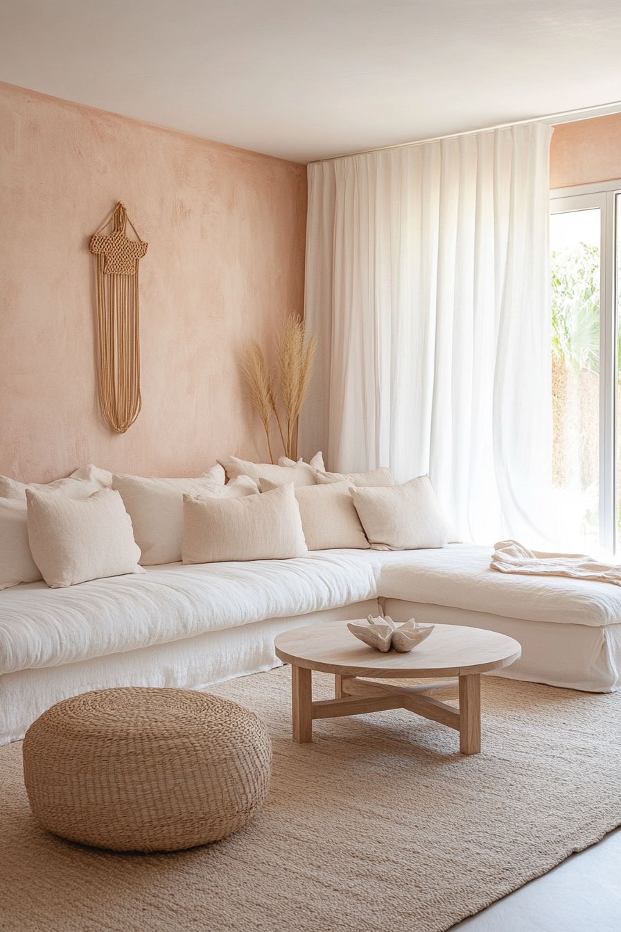 8. Serene Powder Pink Oasis (Pink Living Room Ideas) - Pink Living Room Ideas
