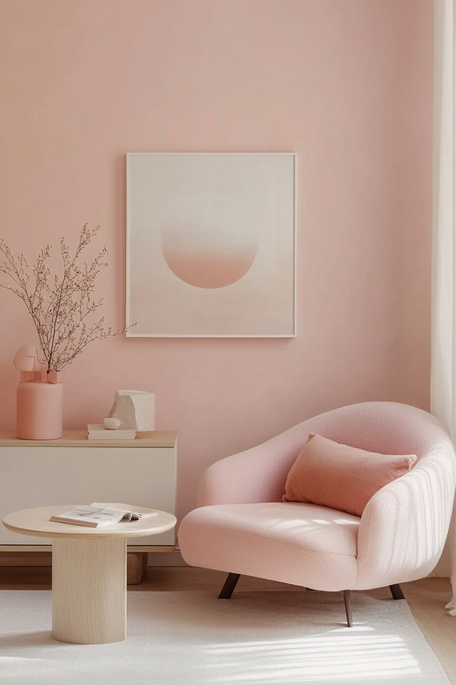 10. Ballet Pink Minimalism (Pink Living Room Ideas) - Pink Living Room Ideas