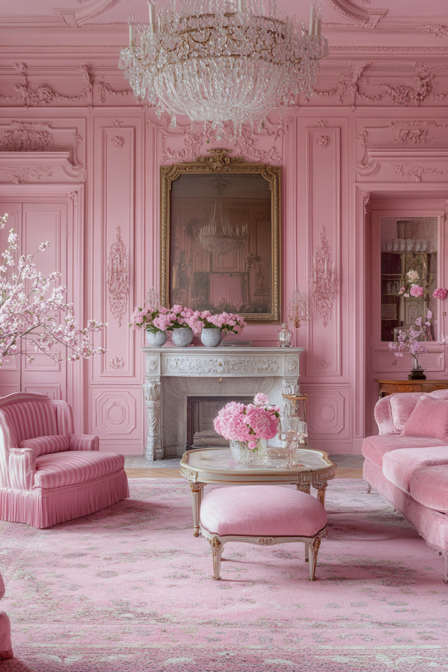 16. Rosewater French Chic (Pink Living Room Ideas) - Pink Living Room Ideas