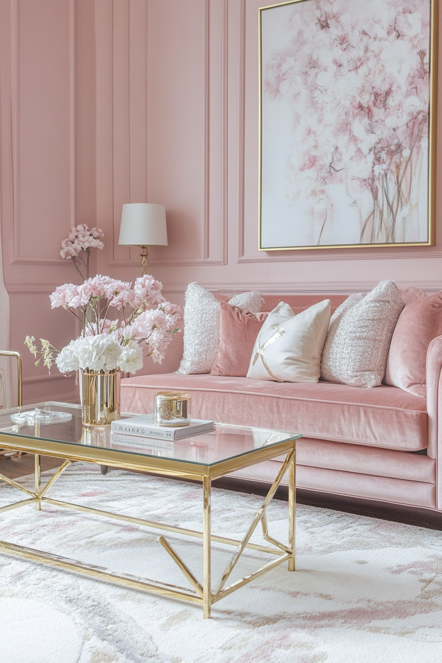 18. Petal Pink Soft Glam (Pink Living Room Ideas) - Pink Living Room Ideas