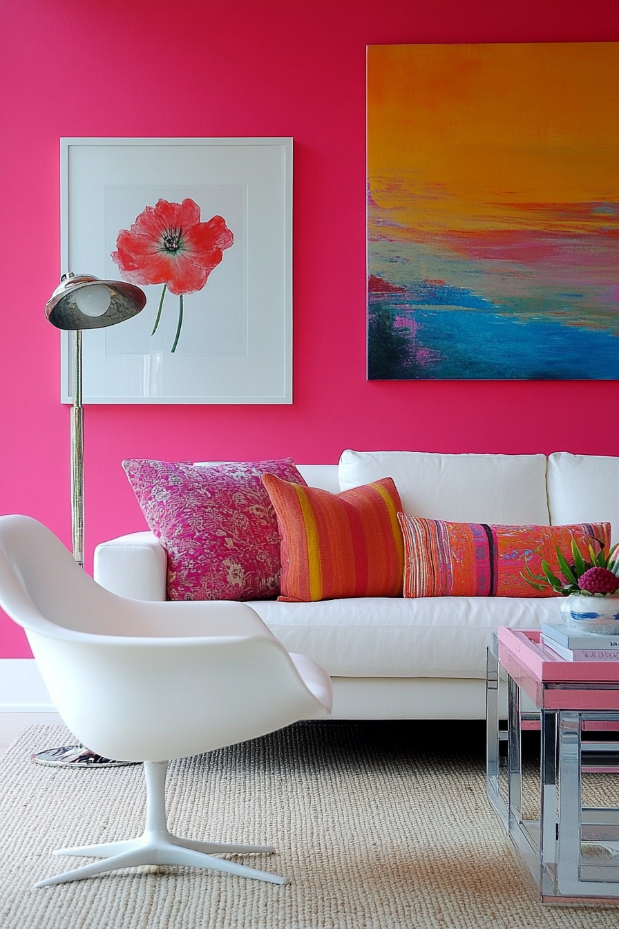 25. Watermelon Pink Pop (Pink Living Room Ideas) - Pink Living Room Ideas