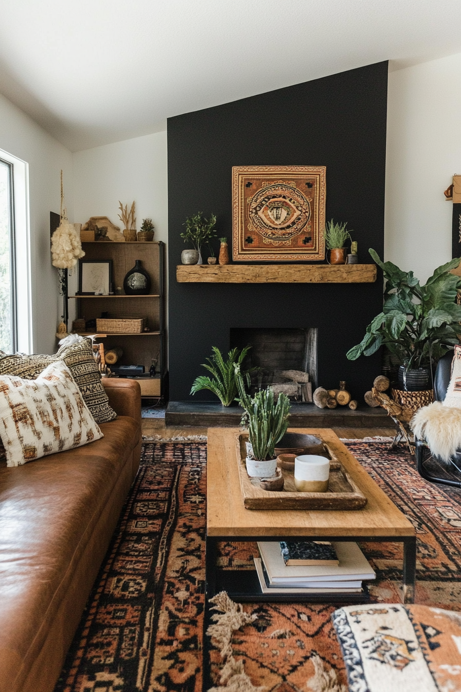 5. Bohemian Chic (Black And Brown Living Room Ideas) - Black And Brown Living Room Ideas