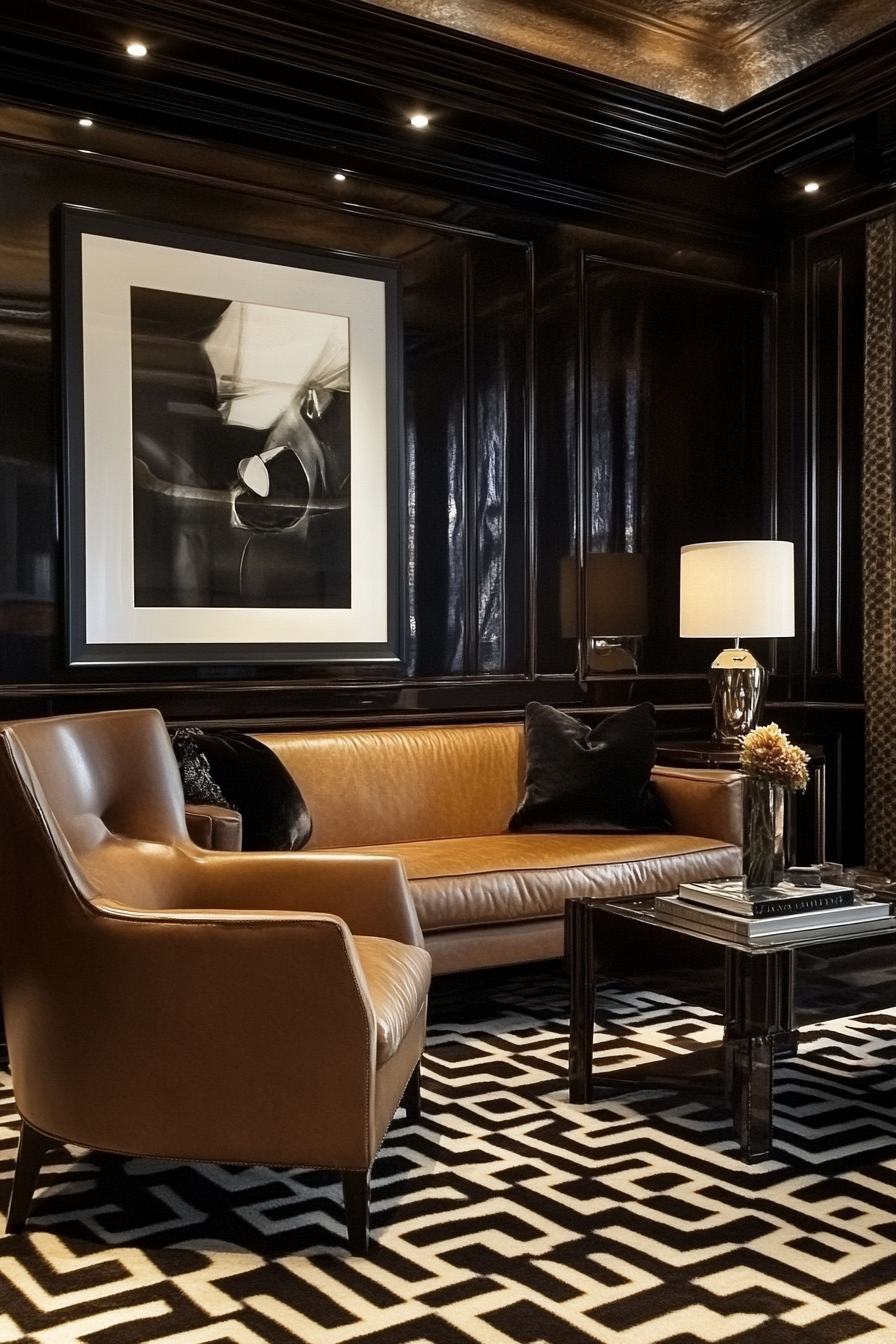 9. Art Deco Glamour (Black And Brown Living Room Ideas) - Black And Brown Living Room Ideas