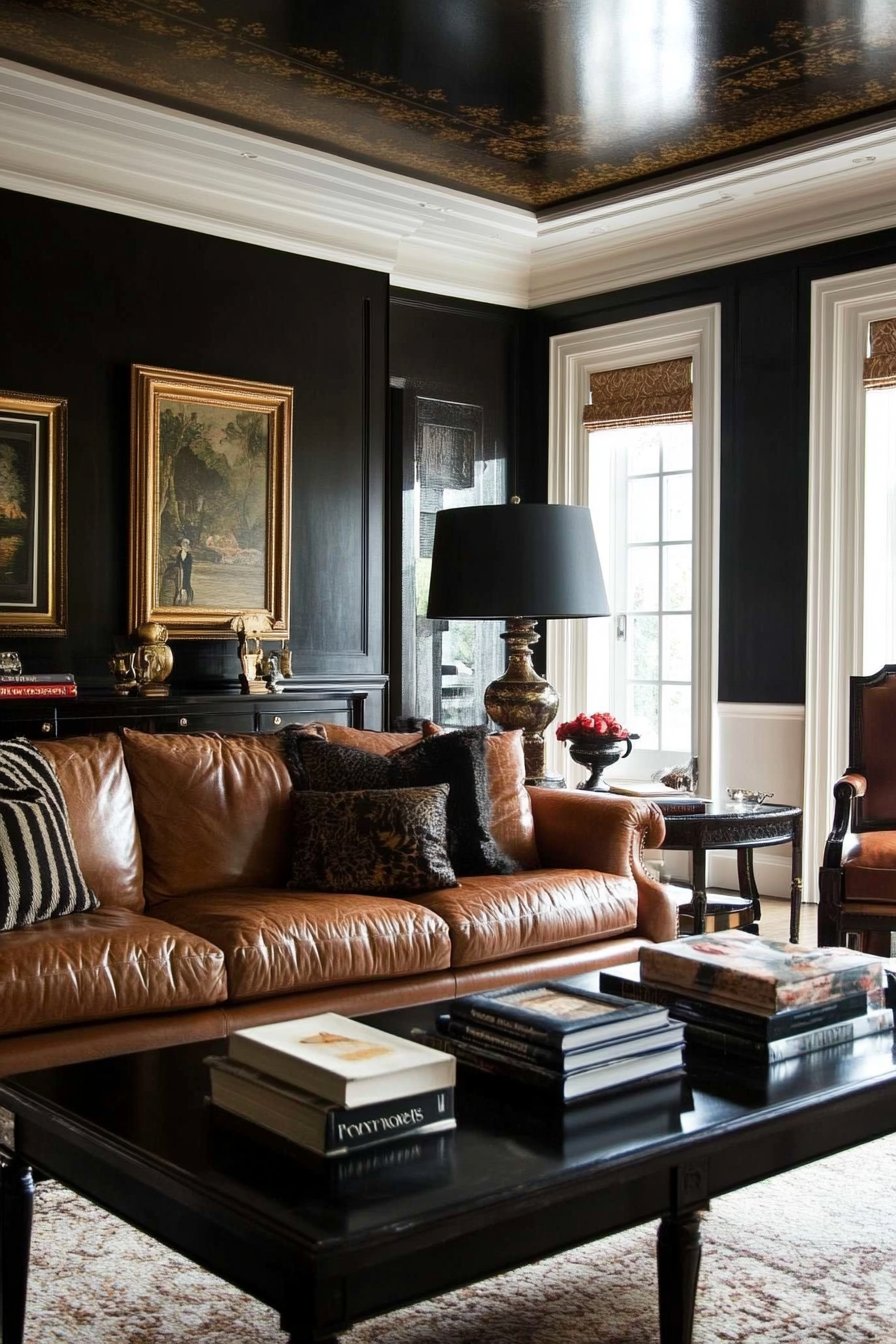 13. Traditional Comfort (Black And Brown Living Room Ideas) - Black And Brown Living Room Ideas
