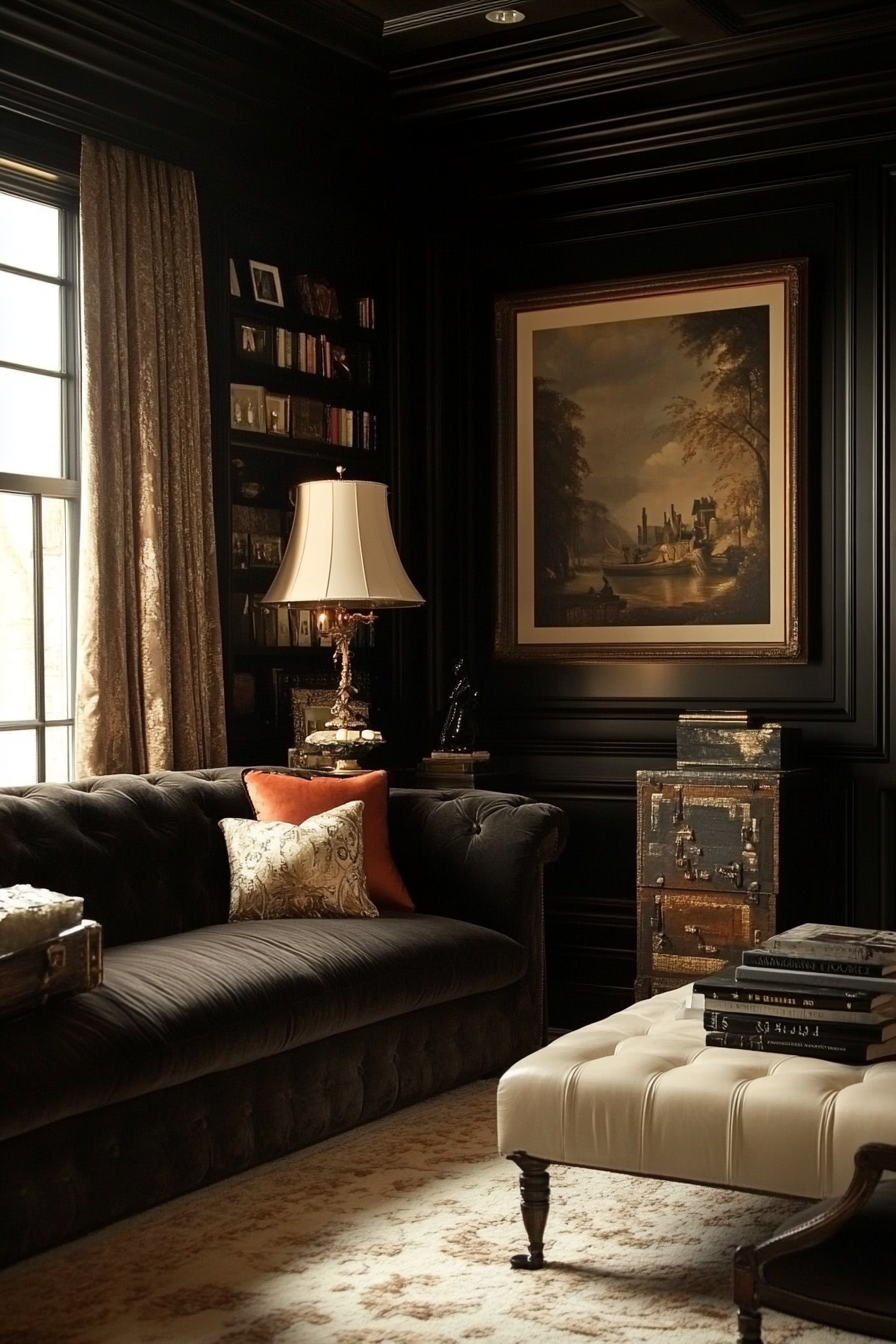 16. Gothic Elegance (Black And Brown Living Room Ideas) - Black And Brown Living Room Ideas