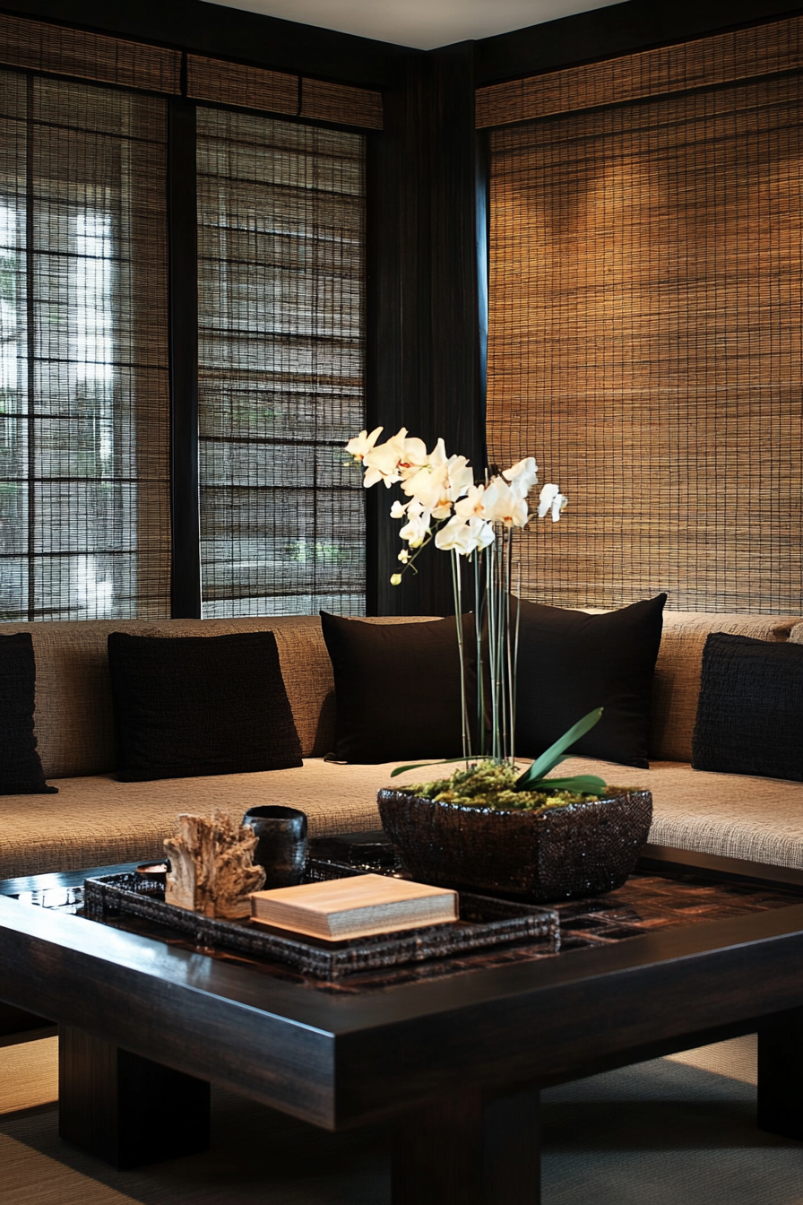 18. Asian-Inspired Decor (Black And Brown Living Room Ideas) - Black And Brown Living Room Ideas