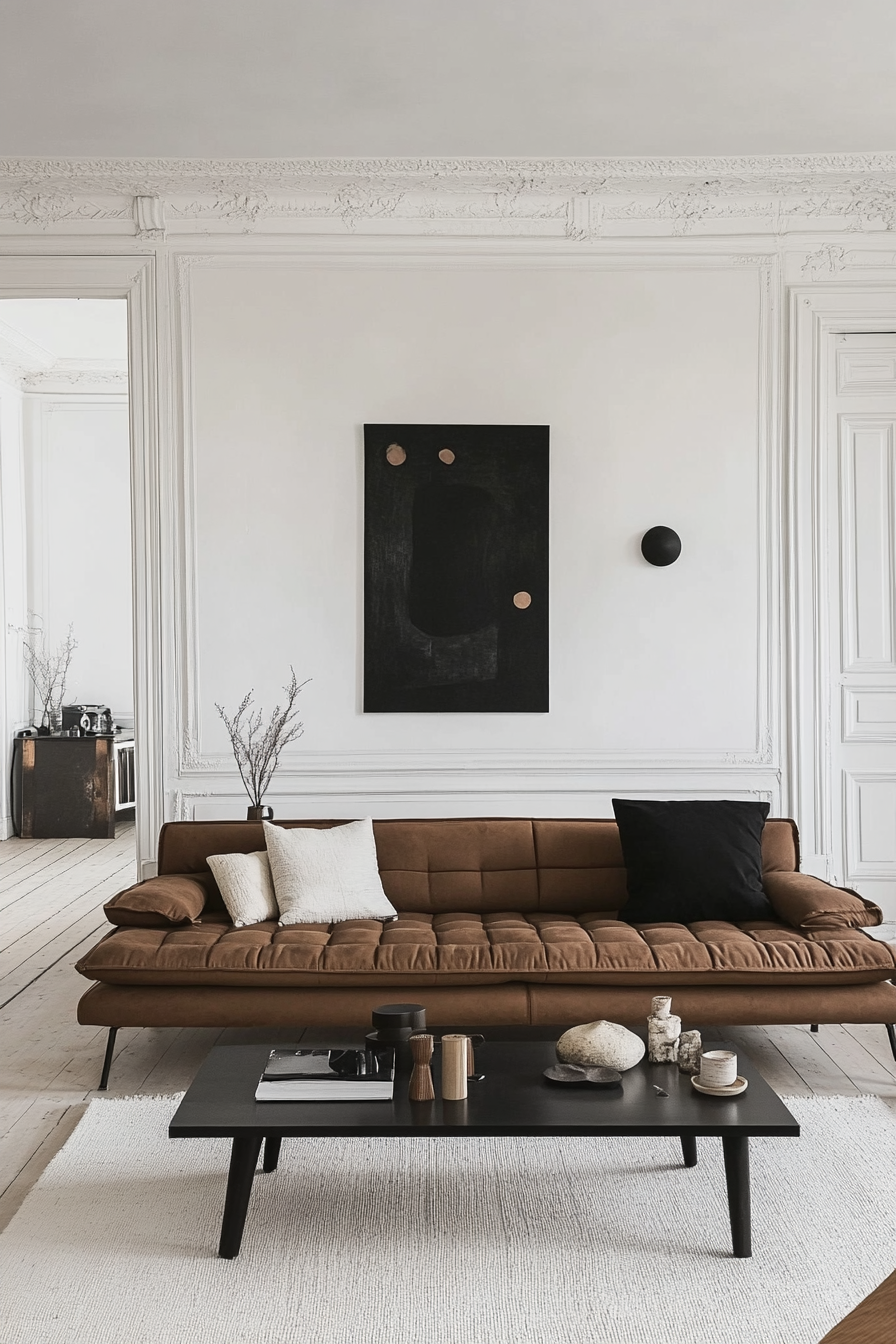 23. Minimalist Approach (Black And Brown Living Room Ideas) - Black And Brown Living Room Ideas