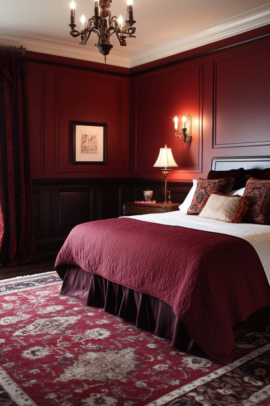 9. Classic Maroon Retreat (Red Bedroom Ideas) - Red Bedroom Ideas