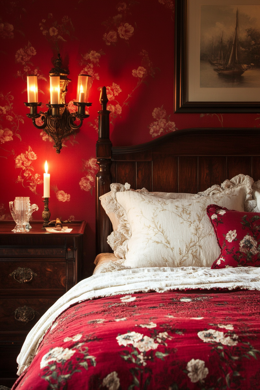 13. Romantic Rosewood Sanctuary (Red Bedroom Ideas) - Red Bedroom Ideas