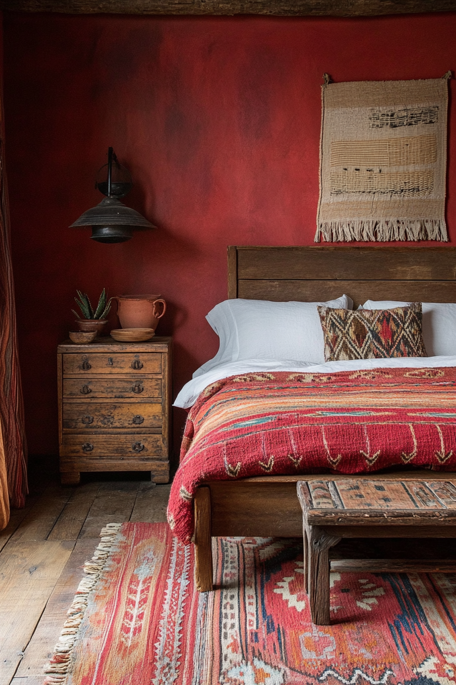 20. Firebrick Rustic Getaway (Red Bedroom Ideas) - Red Bedroom Ideas