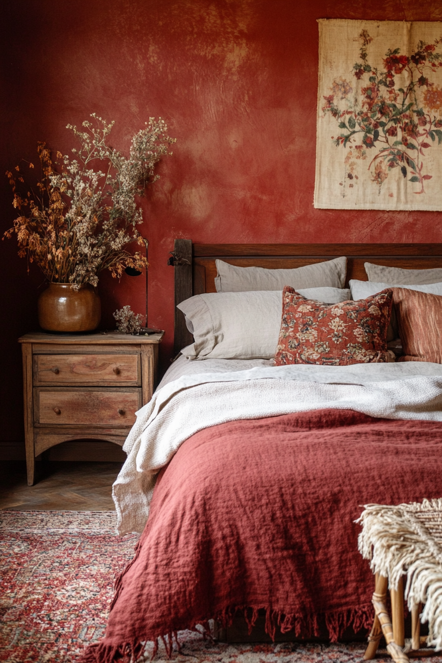 26. Rust Red Earthy Sanctuary (Red Bedroom Ideas) - Red Bedroom Ideas
