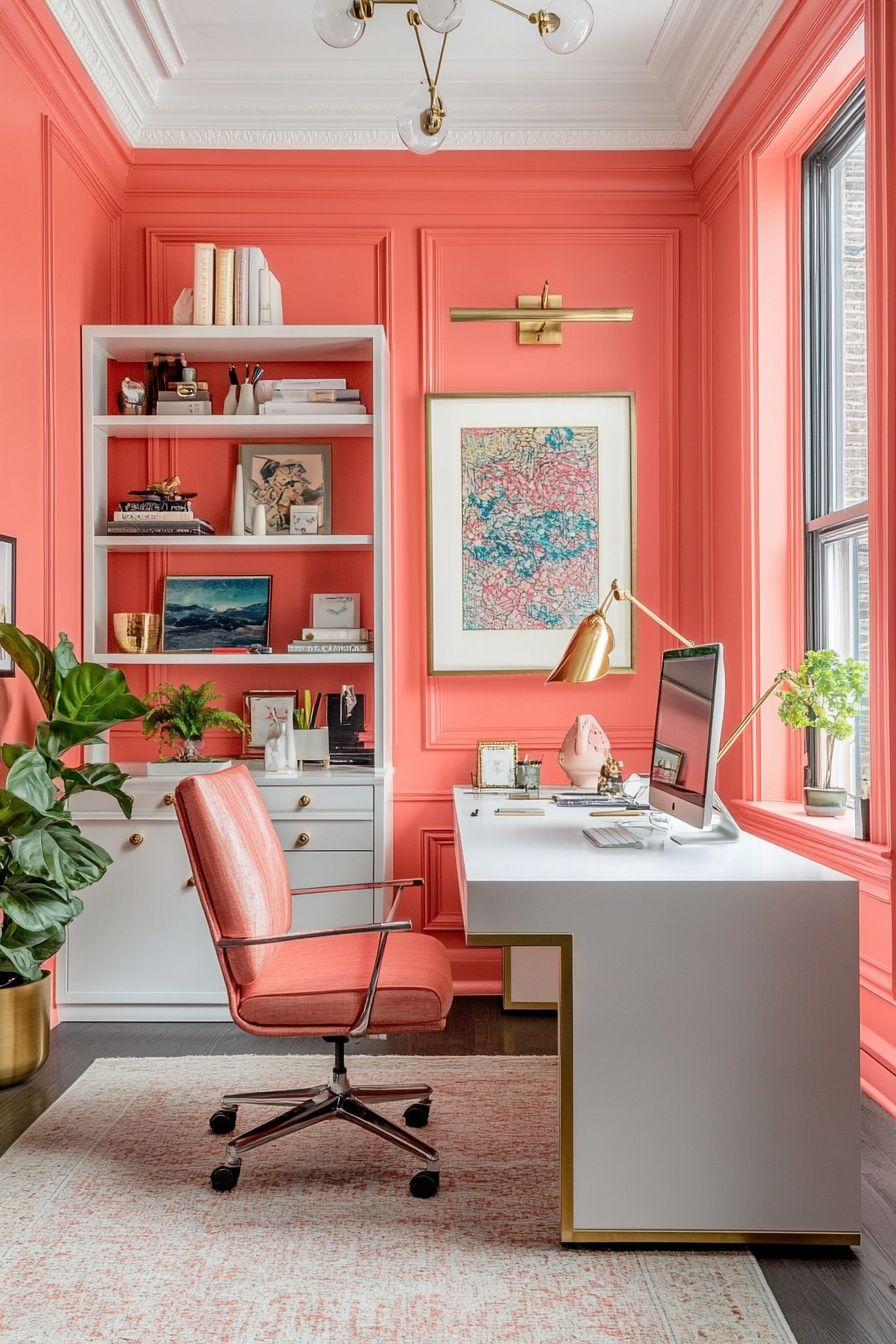 3. Coral Sunset Studio (Pink Office Ideas) - Pink Office Ideas