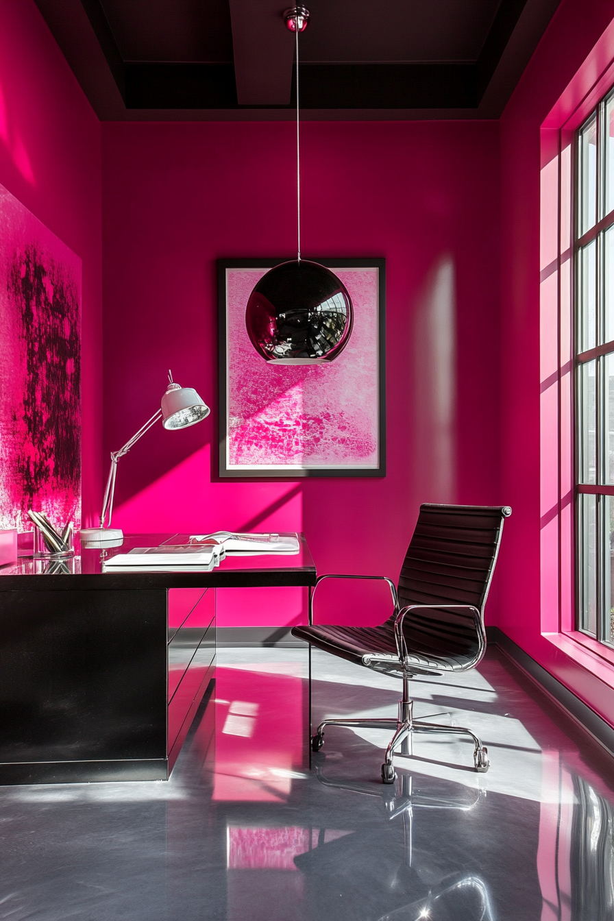 6. Fuchsia Focus Hub (Pink Office Ideas) - Pink Office Ideas