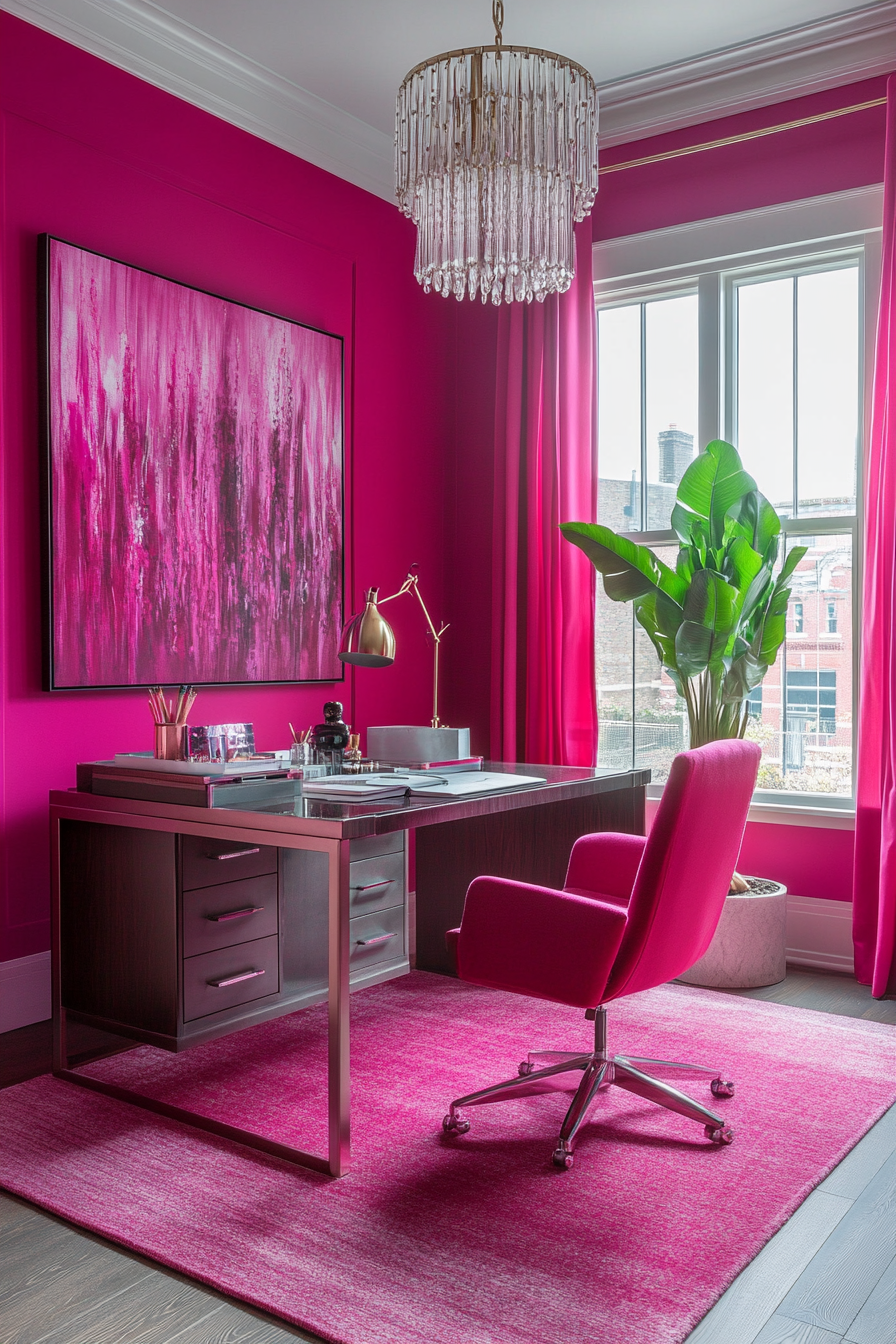 21. Magenta Power Office (Pink Office Ideas) - Pink Office Ideas