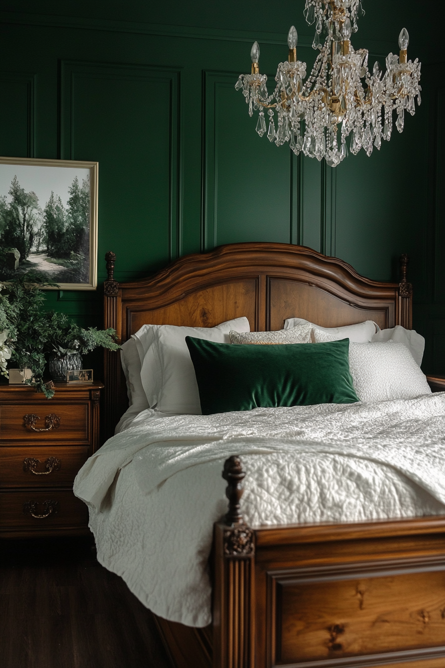 1. Emerald Elegance (Dark Green Bedroom Ideas) - Dark Green Bedroom Ideas